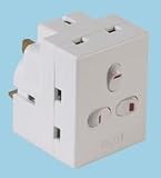 3 Way Mains Individually Switched Multi Socket Surge Protected 13A Fused Adaptor Adapter Converter Convertor UK 3 Pin Plug with 3 Individual Switch (White)