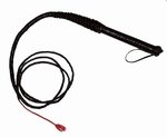 Leather Bull Whip 8' w/Wooden Leather Wrap Handle (8 Foot Long Bullwhip)