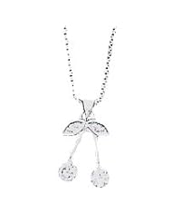 Sterling Silver 16 Inch Chain with CZ Cherries Necklace