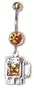 12mm Beer Mug belly button ring Swarovski Chrystal