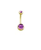 Genuine Amethyst 14 karat gold belly button ring