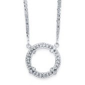Women's Diamond Cut Cable Link Circular Pendant Necklace in 14K White Gold: 17in-long 1.1in-wide 10.7 grams 0.79 in diameter