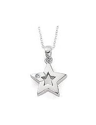 Young Girls Sterling Silver Diamond Star Pendant With Chain (14 to 16 inches)