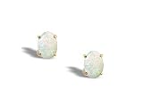 14K Yellow Gold Genuine Oval Opal Stud Earrings