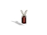 14K White Gold Genuine Emerald-cut Garnet Pendant