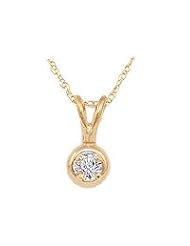 14K Gold Kids 0.07 TCW Diamond Solitaire Pendant With Chain (15 inches)