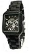 Tense Dark Solid Wood Square Multi-Eye Hypoallergenic Watch B7305D