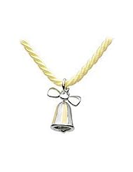Kids Jewelry - Silver Yellow Bow Bell Yellow Cord Necklace (12 or 14 in)