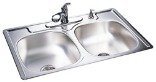 Kindred DS604 22-by-33-Inch Double Bowl Drop-In Stainless Steel Kitchen Sink