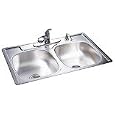 Kindred DS604 22-by-33-Inch Double Bowl Drop-In Stainless Steel Kitchen Sink