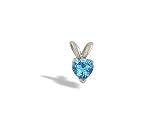 14K White Gold Genuine Heart Blue Topaz Pendant