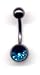 Titanium Black Jeweled Navel Bar with a Blue Zircon Swarovski stone 14 guage by 3/8