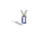 14K White Gold Genuine Emerald-cut Tanzanite Pendant