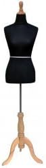 New Black Female Mannequin Dress Form Size 2-4 Small 34" 29" 24" (On Natural Tripod Stand)
