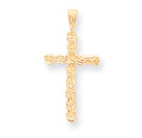 10k Solid Diamond-cut Nugget Cross Pendant