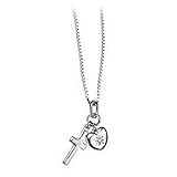 D for Diamond Silver Cross & Heart Pendant GK-P2970