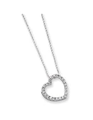 Sterling Silver CZ Heart Slide on 18" Chain Necklace QG979-18"