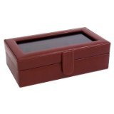 Cufflink Case, Brown Leather, tarnish proof