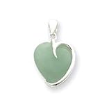 Sterling Silver Green Jade Heart Pendant