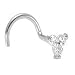 14KT White Gold Nose Ring Screw 3mm 3 Stone Trinity Cluster CZ 18G