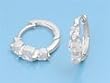 Huggie Earrings with Square-Shaped Clear CZ, Size: 17mm x 4mm