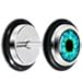 Black Human Eye Brilliant Blue Explosion Iris Stainless Steel Cheater Plug Pair