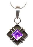 Sterling Silver Square-cut 1.7 Ct. Amethyst Pendant Necklace, 16 Inch Chain
