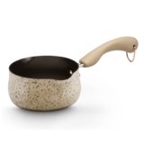 Paula Deen Signature Porcelain Nonstick 1-Quart Jumbo Butter Warmer Saucepan with Spouts, Oatmeal Speckle
