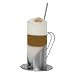 Latte Macchiato Trinkglas mit Trinklöffel und Untersetzer von Leopold