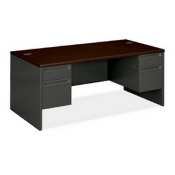 HON38170NS - Double Pedestal Desk, 66x30x29-1/2, Mahogany/Charcoal