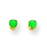 14k 3mm Emerald Earrings
