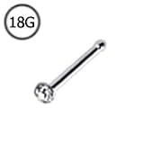 Titanium Nose Bone Ring 1.5mm Bezel Set Clear Gem 18G FREE Nose Ring Backing