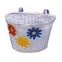 Pyramid Small White Bicycle Basket with Flowers, 9.5" x 6" x 6.25"