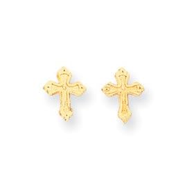 14k Polished Cross Post Childrens Earrings - Measures 10x8mm - JewelryWeb