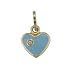 18K Yellow Gold Blue enamel Heart with Diamonds Charm