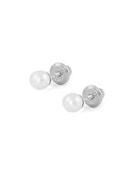 Childrens Jewelry - 14K White Gold Pearl Screw Back Earrings