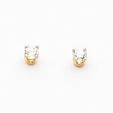14k 3mm Round April Birthstone White Zircon Post Earrings