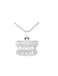 Kids 14K White Gold Daddys Little Girl Pendant With Chain (15 inches)