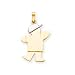 14k Two-Tone Large Boy With Hat on Left Engraveable Charm - JewelryWeb