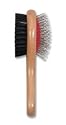 Ancol Double Sided Dog Brush Wood Handle Large