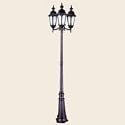 Frosted Glass 3 Light Pole - Black