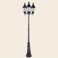 Frosted Glass 3 Light Pole - Black