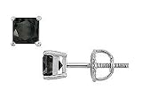 14K White Gold : Princess Cut Black Diamond Stud Earrings â? 1.00 CT. TW.
