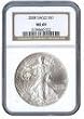 Certified Uncirculated Silver Eagle 2008 MS69