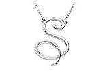 14K White Gold Letter S Script Pendant