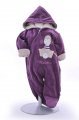 Aubergine 'Cou Cou' Padded velour Snowsuit