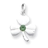 Pendant - Sterling Silver Clover Charm w/Synthetic Stone