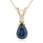 0.02 Cts Diamond & 0.45 Cts Blue Sapphire Pendant 