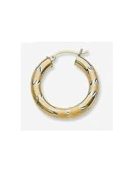 14k Diamond Cut Tube Hoop Earrings