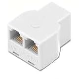Two Way Phone Splitter, 6 Wire White